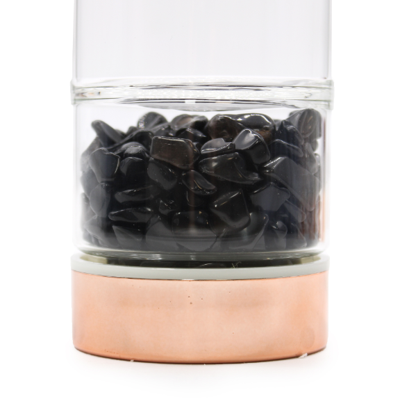 Crystal Glass Tea Infuser Bottle - Rose Gold - Onyx