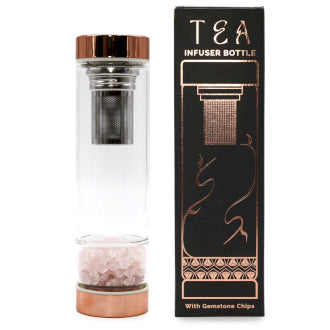 Crystal Glass Tea Infuser Bottle - Rose Gold