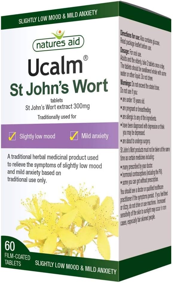 Ucalm St Johns Wort, Relieve The Symptoms of Slightly Low Mood and mild Anxiety, 60 Vegan Tablets