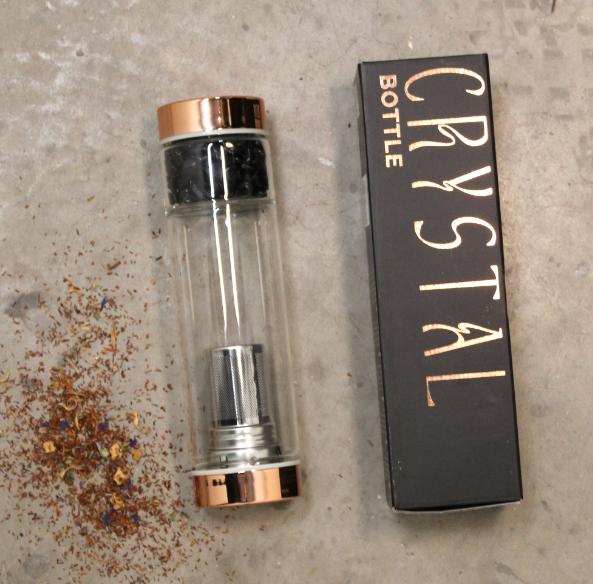 Crystal Glass Tea Infuser Bottle - Rose Gold - Onyx